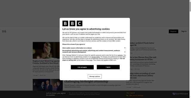 Security scan screenshot of https://www.bbc.com/