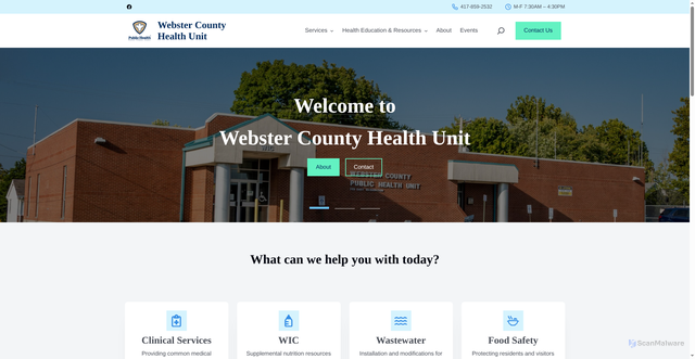 Security scan screenshot of https://webstercountymohealth.gov/