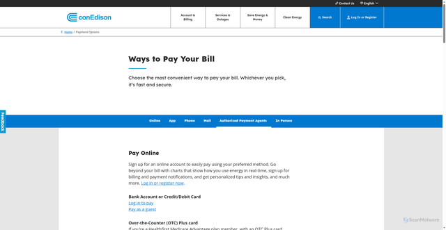 Security scan screenshot of https://www.coned.com/en/accounts-billing/payment-options