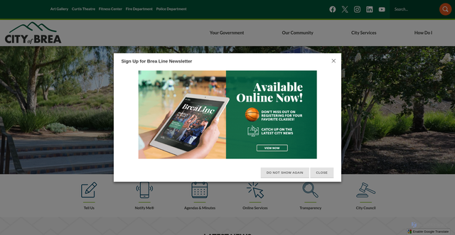 Security scan screenshot of https://cityofbrea.gov/