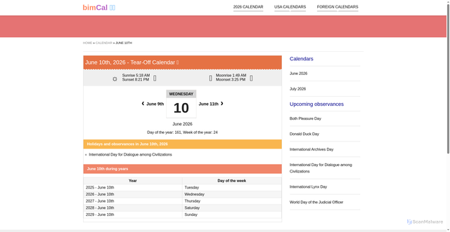 Security scan screenshot of https://bimcal.com/calendar/10-june