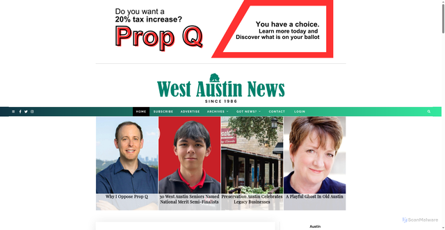 Security scan screenshot of https://westaustinnews.com/
