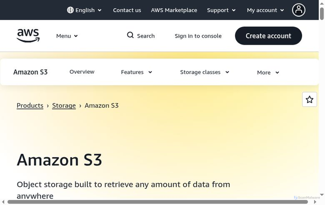 Security scan screenshot of https://s3.eu-north-1.amazonaws.com/