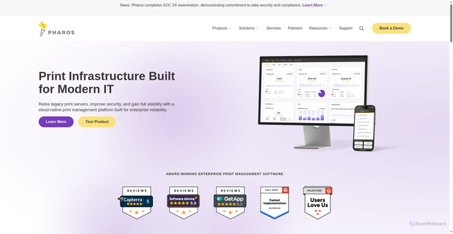 Security scan screenshot of https://www.pharos.com