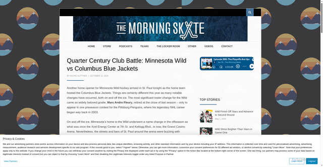 Security scan screenshot of https://morning-skate.com/2025/10/12/quarter-century-club-battle-minnesota-wild-vs-columbus-blue-jackets/