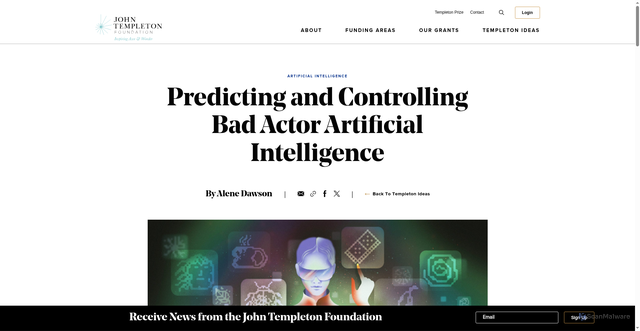 Security scan screenshot of https://www.templeton.org/news/predicting-and-controlling-bad-actor-artificial-intelligence?utm_source=Receive+News+from+the+John+Templeton+Foundation&utm_campaign=c57b3e9974-EMAIL_CAMPAIGN_2026_templetonideas_20260624_COPY_0&utm_medium=email&utm_term=0_-42837b4b08-97355777