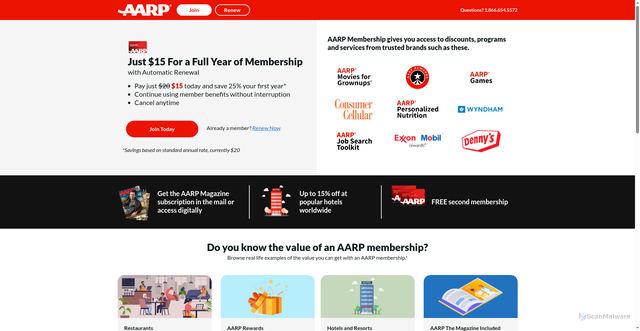 Security scan screenshot of https://join.aarp.org