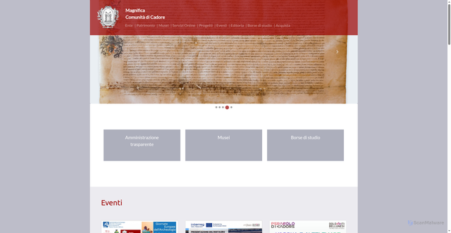 Security scan screenshot of https://www.magnificacomunitadicadore.it