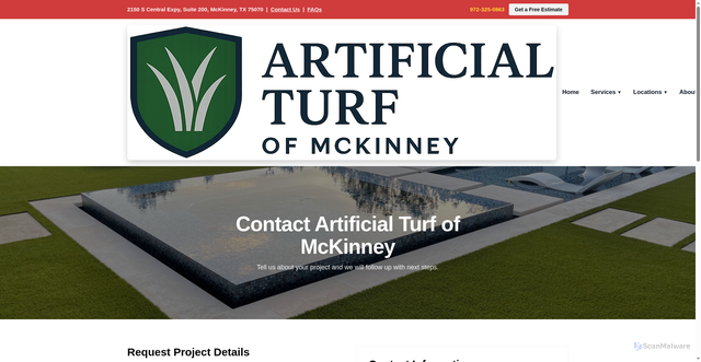 Security scan screenshot of https://artificialturfmckinney.com/contact/