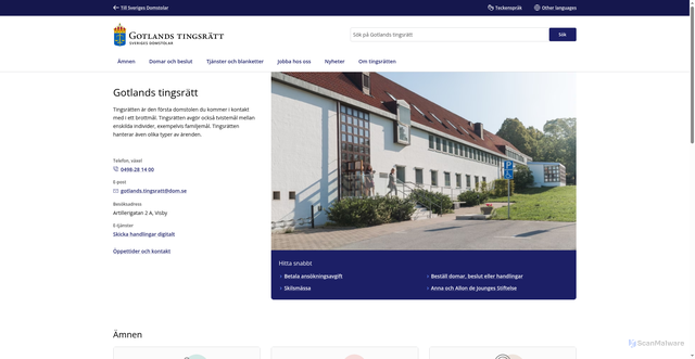Security scan screenshot of https://www.gotlandstingsratt.domstol.se