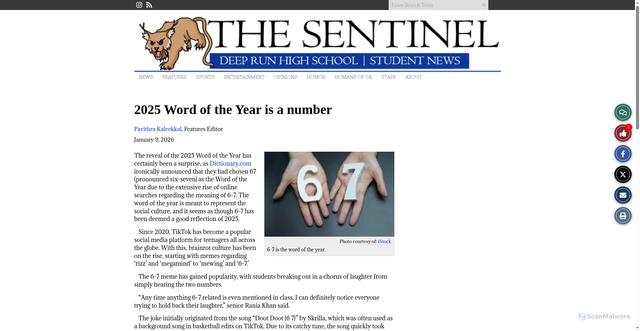 Security scan screenshot of https://deeprunsentinelonline.org/7507/news/2025-word-of-the-year-is-a-number/