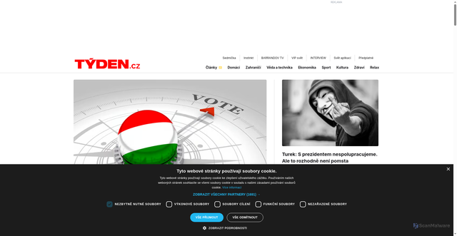 Security scan screenshot of https://tyden.cz