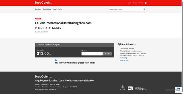 Security scan screenshot of https://laperleinternationalhotelguangzhou.com/