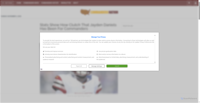 Security scan screenshot of https://www.commandersnation.com/stats-show-how-clutch-that-jayden-daniels-has-been-for-commanders/