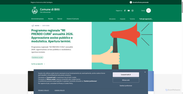 Security scan screenshot of https://www.comune.bitti.nu.it/