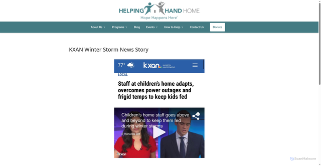 Security scan screenshot of https://helpinghandhome.org/kxan-winter-storm-article/
