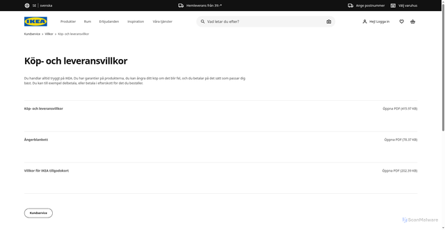 Security scan screenshot of https://www.ikea.com/se/sv/customer-service/koep-och-leveransvillkor-pubacf27251