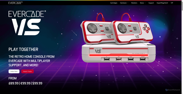Security scan screenshot of https://evercade.co.uk/vs/