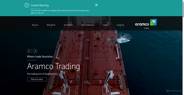 Security scan screenshot of https://www.aramcotrading.com/