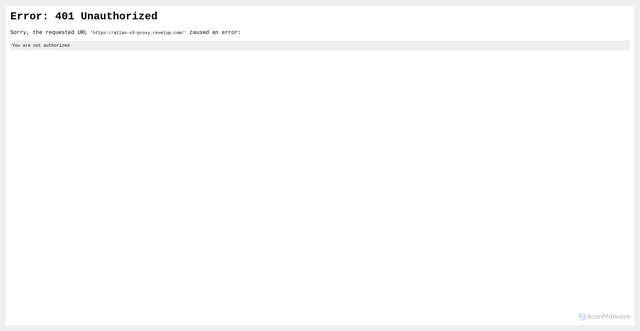 Security scan screenshot of https://atlas-s3-proxy.revelup.com