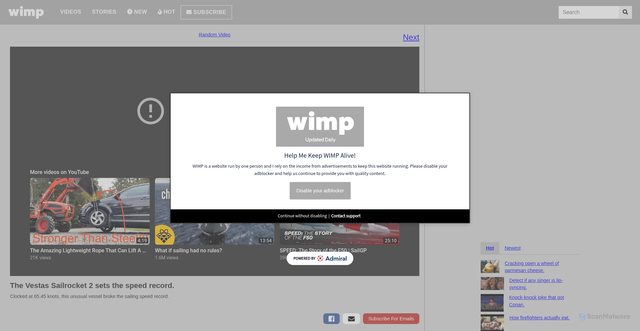 Security scan screenshot of https://www.wimp.com/the-vestas-sailrocket-2-sets-the-speed-record/