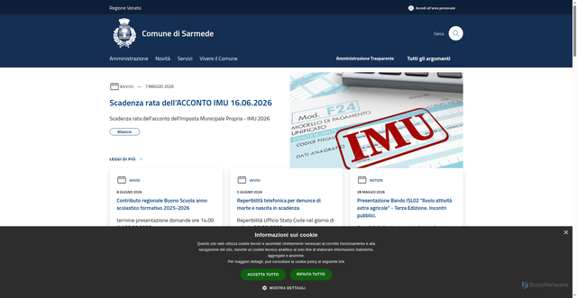 Security scan screenshot of https://comune.sarmede.tv.it