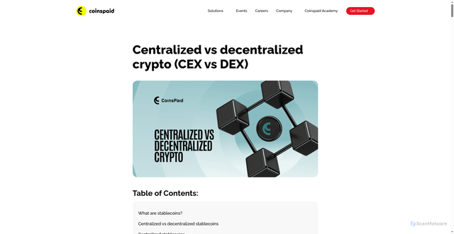 Security scan screenshot of https://coinspaid.com/knowledge-base/centralized-vs-decentralized-crypto/