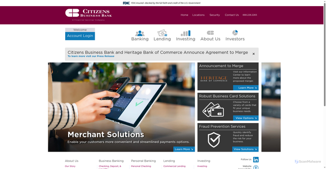 Security scan screenshot of https://cbbank.com