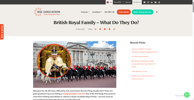 Security scan screenshot of https://www.bsceducation.com/blog/british-royal-family/