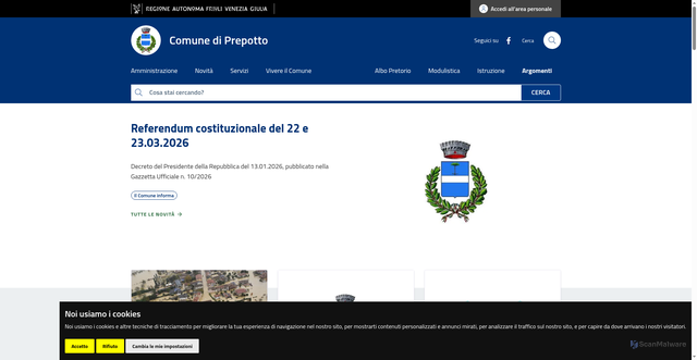 Security scan screenshot of https://www.comune.prepotto.ud.it/