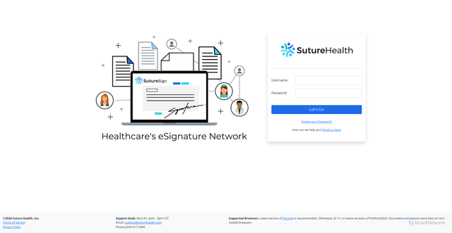Security scan screenshot of https://app.suturesign.com