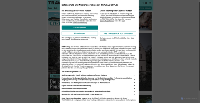 Security scan screenshot of https://www.travelbook.de