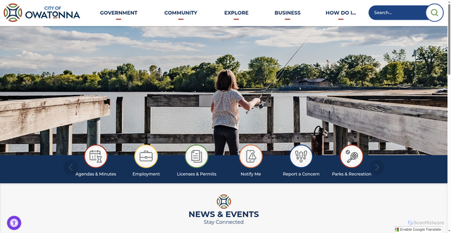 Security scan screenshot of https://owatonna.gov/