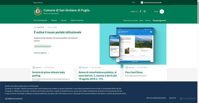 Security scan screenshot of https://www.comune.sangiulianodipuglia.cb.it