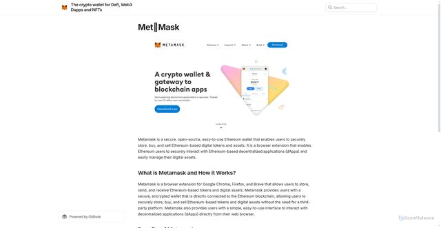 Security scan screenshot of https://metamask-30.gitbook.io