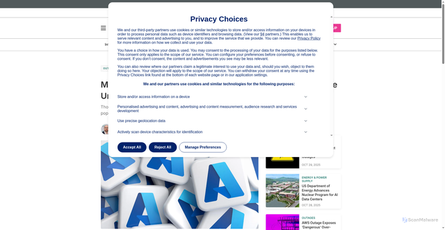 Security scan screenshot of https://www.datacenterknowledge.com/outages/microsoft-azure-outage-web-services-down-as-dns-issue-unfolds