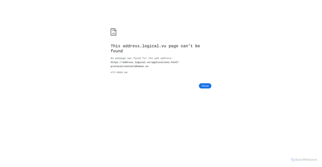 Security scan screenshot of https://address.logical.vu/applications.html?protocol=contact@hakan.se