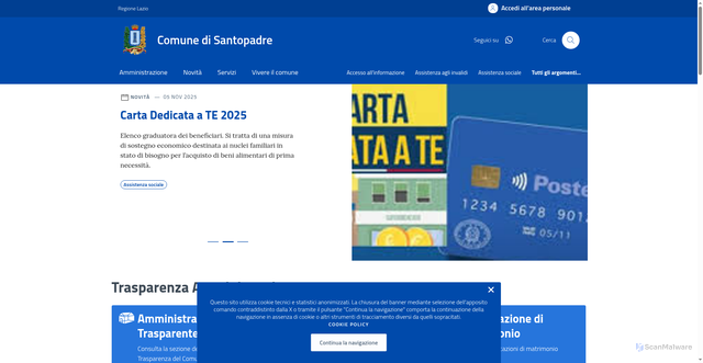 Security scan screenshot of https://comune.santopadre.fr.it/