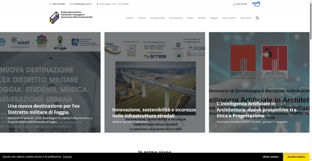Security scan screenshot of https://www.ordarchbari.it/