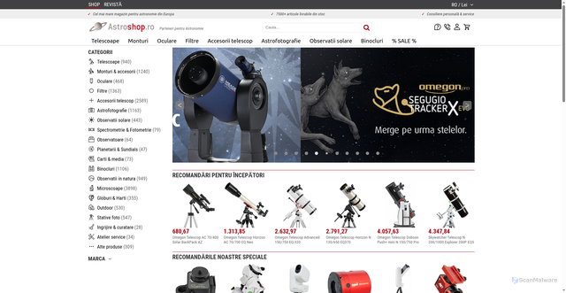 Security scan screenshot of https://astroshop.ro