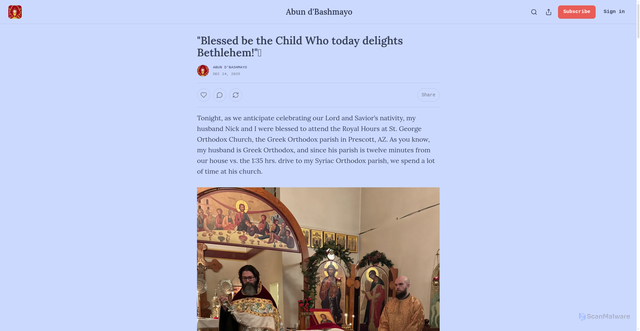 Security scan screenshot of https://abundbashmayo.substack.com/p/blessed-be-the-child-who-today-delights