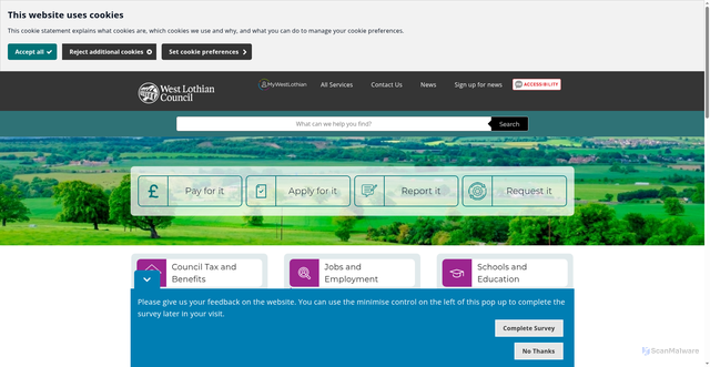 Security scan screenshot of https://www.westlothian.gov.uk/