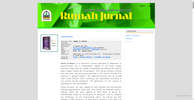 Security scan screenshot of https://jurnal.iain-bone.ac.id