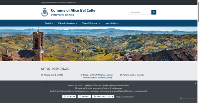 Security scan screenshot of https://www.comune.alicebelcolle.al.it/it-it/home