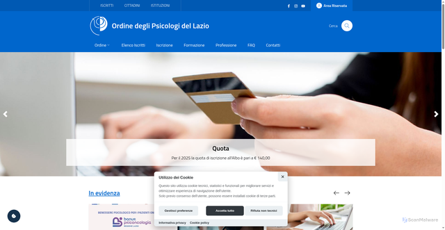 Security scan screenshot of https://ordinepsicologilazio.it/
