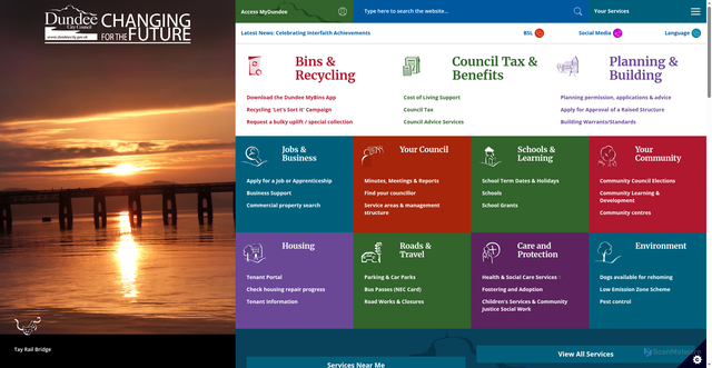 Security scan screenshot of https://www.dundeecity.gov.uk/