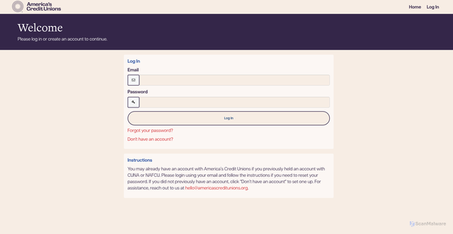 Security scan screenshot of https://account.cuna.org