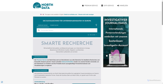 Security scan screenshot of https://northdata.de