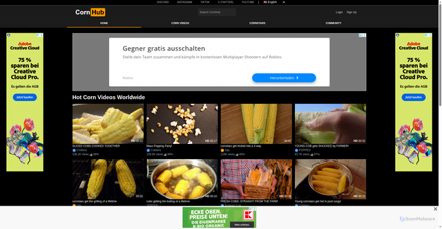 Security scan screenshot of https://cornhub.website