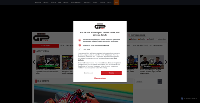 Security scan screenshot of https://m.gpone.com/en
